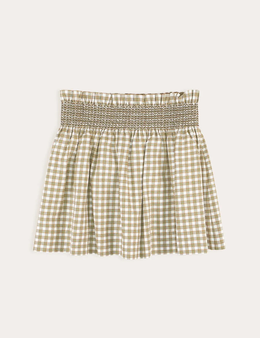 Westbury Gingham Elasticated Waist Skirt in Green (3-10yrs) Skirts from Pepa London