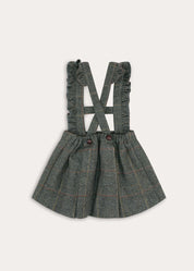 Harrington Tweed Skirt With Ruffle Braces in Brown (18mths-6yrs) Skirts from Pepa London