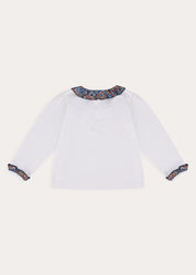 Margaret Annie Floral Ruffle Collar Top in Blue (2-10yrs) Tops & Bodysuits from Pepa London