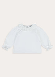 Lace Frill Collar Long Sleeve Top in White (18mths-10yrs) Tops & Bodysuits from Pepa London