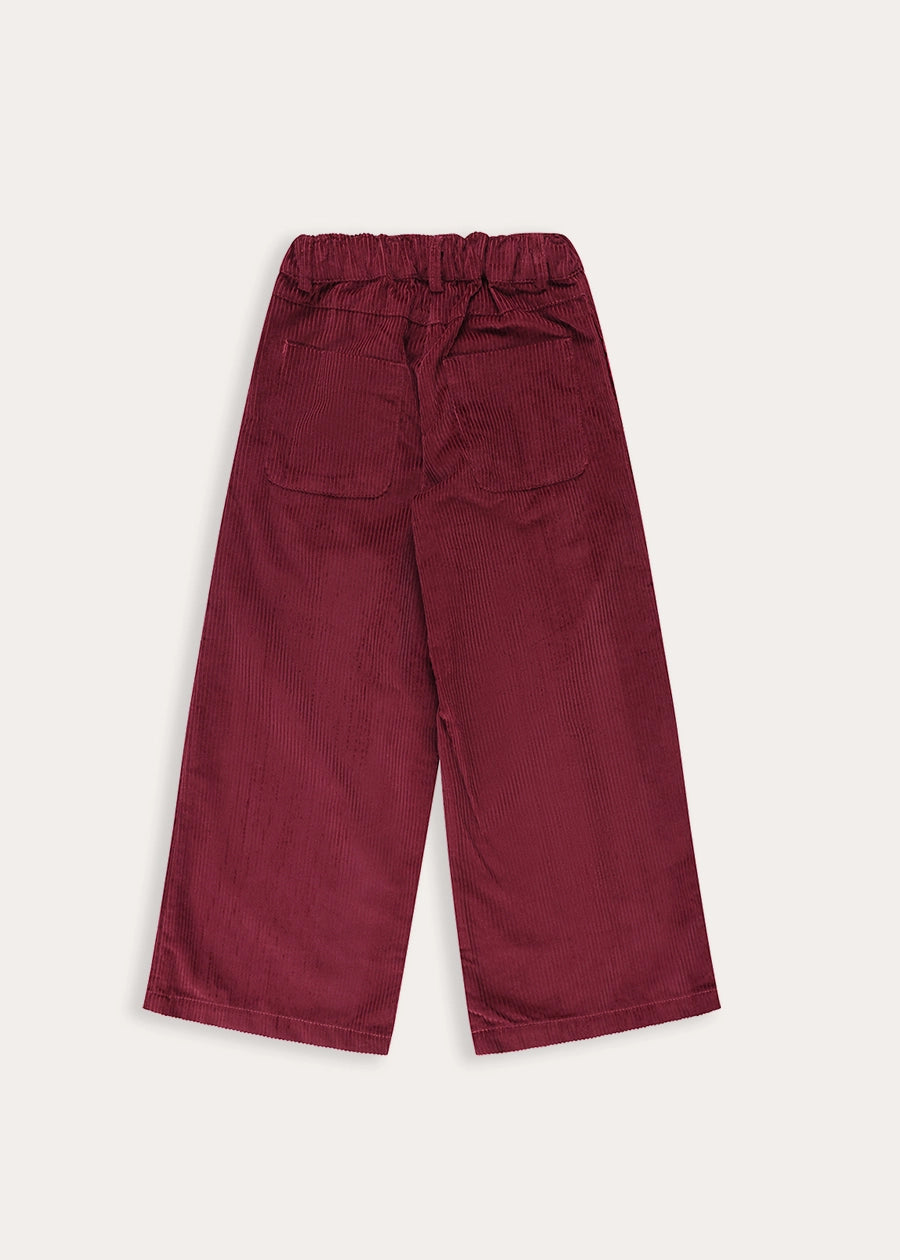 Plain Wide Leg Trousers in Burgundy (4-10yrs) Trousers from Pepa London