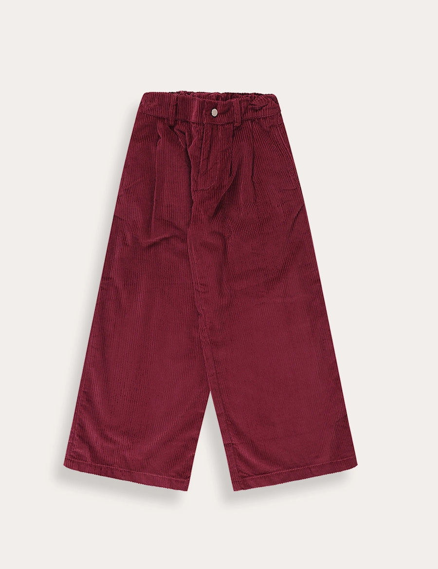 Plain Wide Leg Trousers in Burgundy (4-10yrs) Trousers from Pepa London