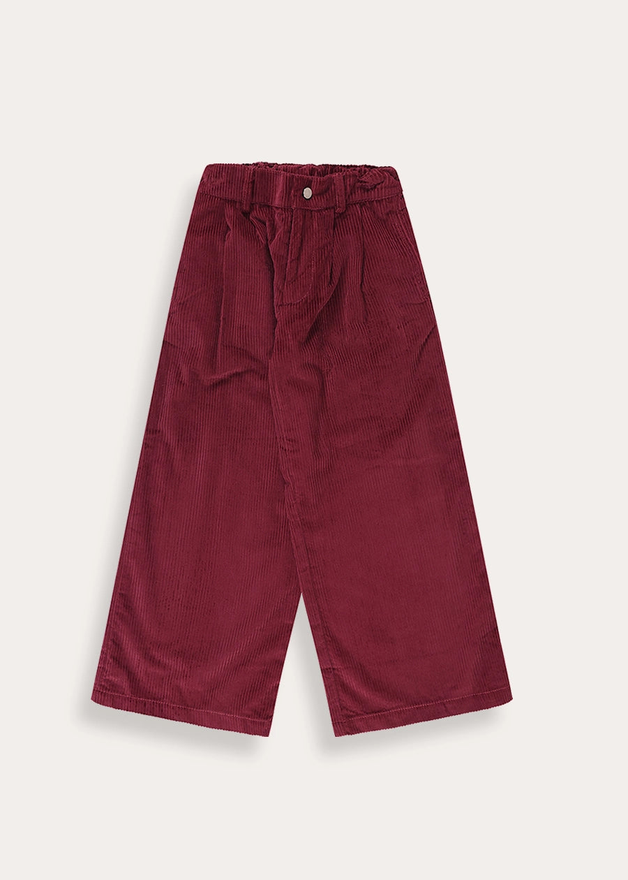 Plain Wide Leg Trousers in Burgundy (4-10yrs) Trousers from Pepa London