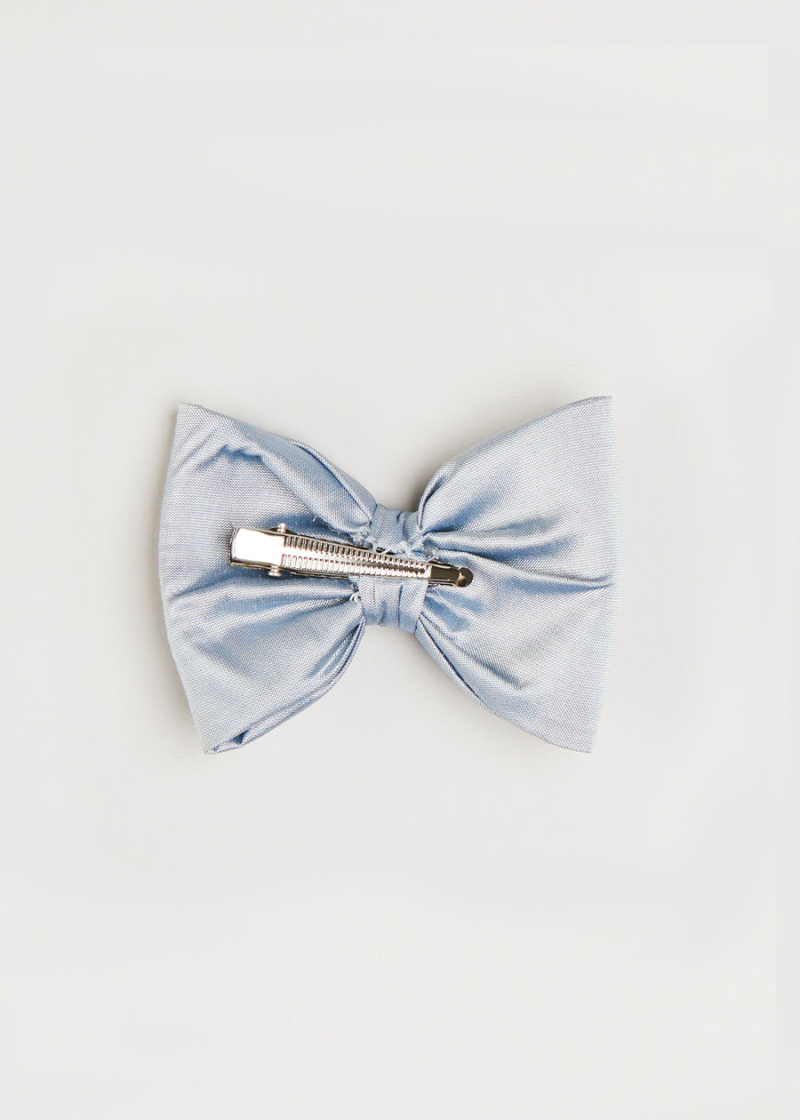 Silk Small Bow Clip in Blue Hair Accessories  from Pepa London
