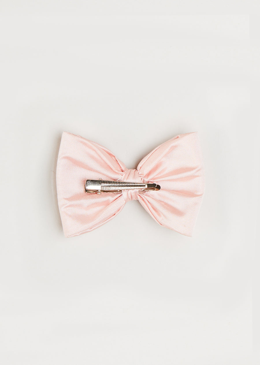 Silk Small Bow Clip in Pink Hair Accessories  from Pepa London