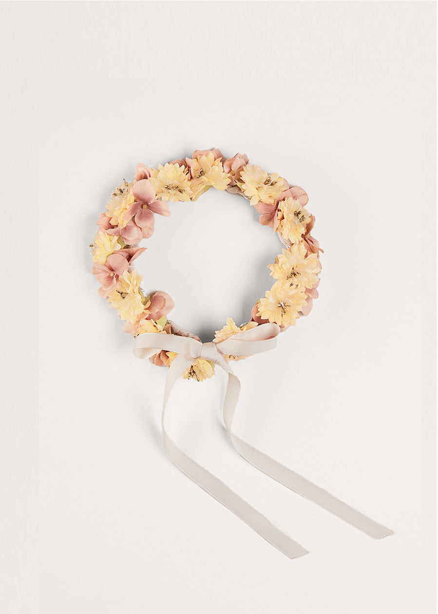 Flower Pearl Detail Crown in Pink HAIR ACCESSORIES from Pepa London