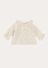 Esme Floral Ruffle Collar Long Sleeve Blouse in White (1-12mths) BLOUSES from Pepa London