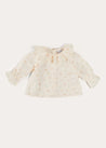 Esme Floral Ruffle Collar Long Sleeve Blouse in White (1-12mths) BLOUSES from Pepa London