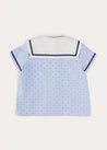 Lyall Stripe Anchor Motif Mariner Collar Short Sleeve Shirt in Blue (12mths-6yrs) SHIRTS from Pepa London