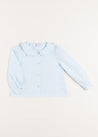 Ruffle Trim Long Sleeve Blouse in Blue (18mths-10yrs) Blouses  from Pepa London