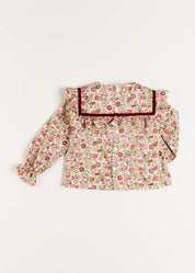 Daphne Floral Long Sleeve Blouse in Pink (12mths-10yrs) Blouses  from Pepa London