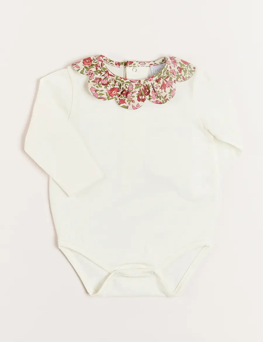 Daphne Floral Long Sleeve Bodysuit in Pink (1mth-3yrs) Tops & Bodysuits  from Pepa London