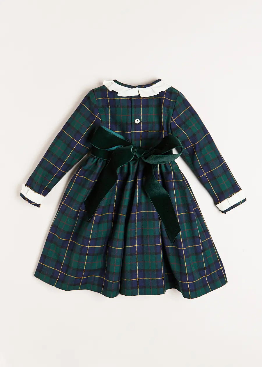 Windsor Tartan Dress in Green (12mths-10yrs) Dresses  from Pepa London