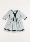 Evelyn Floral Mariner Collar Long Sleeve Dress in Blue (18mths-10yrs) Dresses  from Pepa London