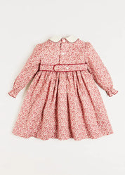 Evelyn Floral Hand Smocked Long Sleeve Dress in Pink (12mths-6yrs) Dresses  from Pepa London
