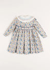 Emilia Floral Handsmocked Long Sleeve Dress in Burgundy (12mths-10yrs) Dresses  from Pepa London