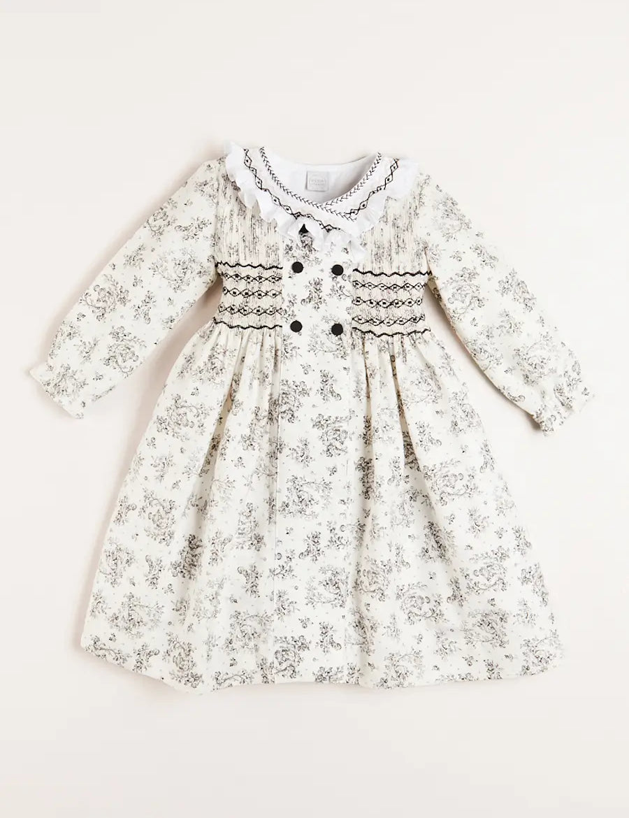 Audrey Double Breasted Long Sleeve Dress in Black (12mths-10yrs) Dresses  from Pepa London