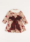 Eleanor Floral Long Sleeve Dress in Burgundy (4-10yrs) Dresses  from Pepa London