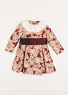 Eleanor Floral Long Sleeve Dress in Burgundy (4-10yrs) Dresses  from Pepa London