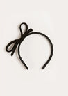 Velvet Thin Bow Hairband in Black Hair Accessories  from Pepa London