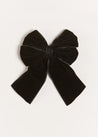 Velvet Long Bow Clip in Black Hair Accessories  from Pepa London