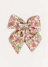 Daphne Floral Long Bow Clip in Raspberry Hair Accessories  from Pepa London