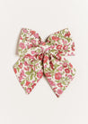 Daphne Floral Long Bow Clip in Raspberry Hair Accessories  from Pepa London