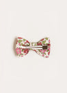 Daphne Floral Small Bow Clip in Raspberry Hair Accessories  from Pepa London