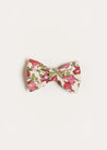 Daphne Floral Small Bow Clip in Raspberry Hair Accessories  from Pepa London