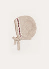 Fair Isle Detail Knitted Bonnet in Beige (S-L) Knitted Acc  from Pepa London