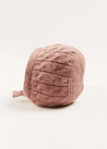 Cable Detail Knitted Bonnet in Pink (S-L) Knitted Acc  from Pepa London