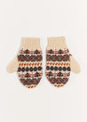 Fair Isle Knitted Mittens in Camel (S-L) Accessories  from Pepa London