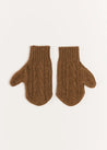 Cable Detail Knitted Mittens in Brown (S-L) Accessories  from Pepa London