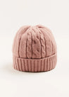 Cable Detail Knitted Hat in Pink (S-L) Accessories  from Pepa London