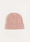 Cable Detail Knitted Hat in Pink (S-L) Accessories  from Pepa London