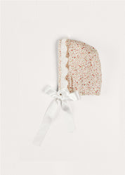 Ophelia Floral Lace Trim Bonnet in Pink (S-M) Knitted Acc  from Pepa London