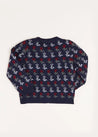 Floral Ruffle Bib Cardigan in Blue (4-10yrs) Knitwear  from Pepa London