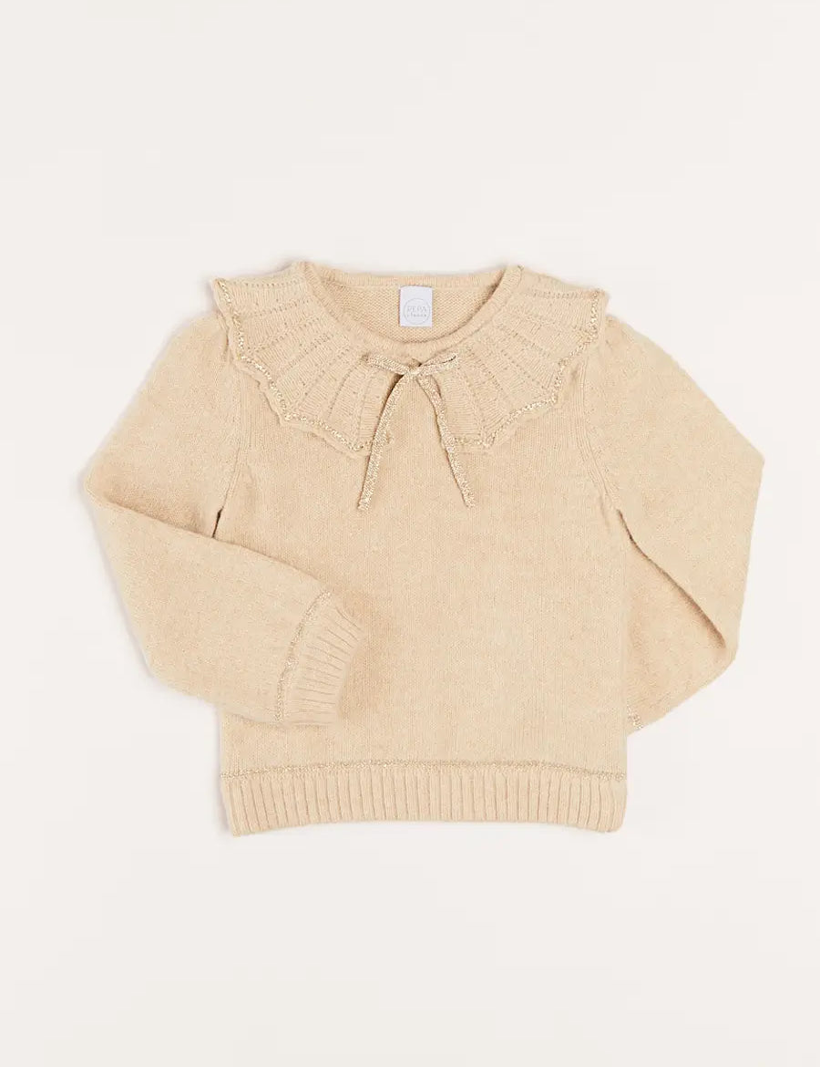 Statement Collar Metallic Detail Jumper in Gold (4-10yrs) Knitwear  from Pepa London