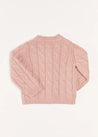 Chunky Cable Detail Cardigan in Pink (6mths-10yrs) Knitwear  from Pepa London