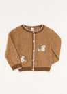 Floral Embroidered Cardigan in Caramel (4-10yrs) Knitwear  from Pepa London