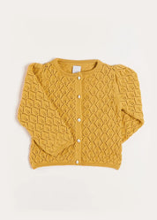 Openwork Cardigan in Mustard (6mths-10yrs) Knitwear  from Pepa London