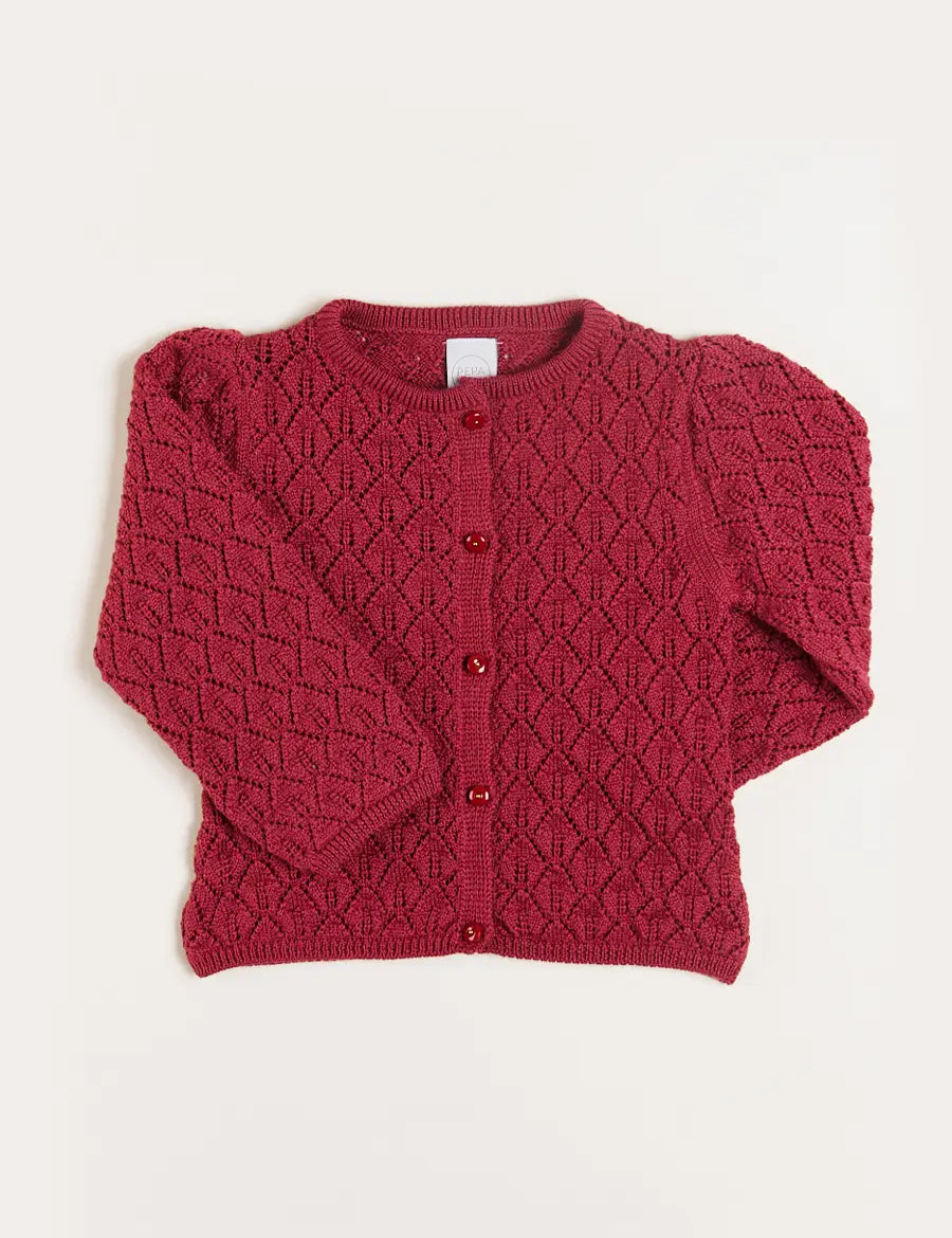 Openwork Cardigan in Pink (6mths-10yrs) Knitwear  from Pepa London