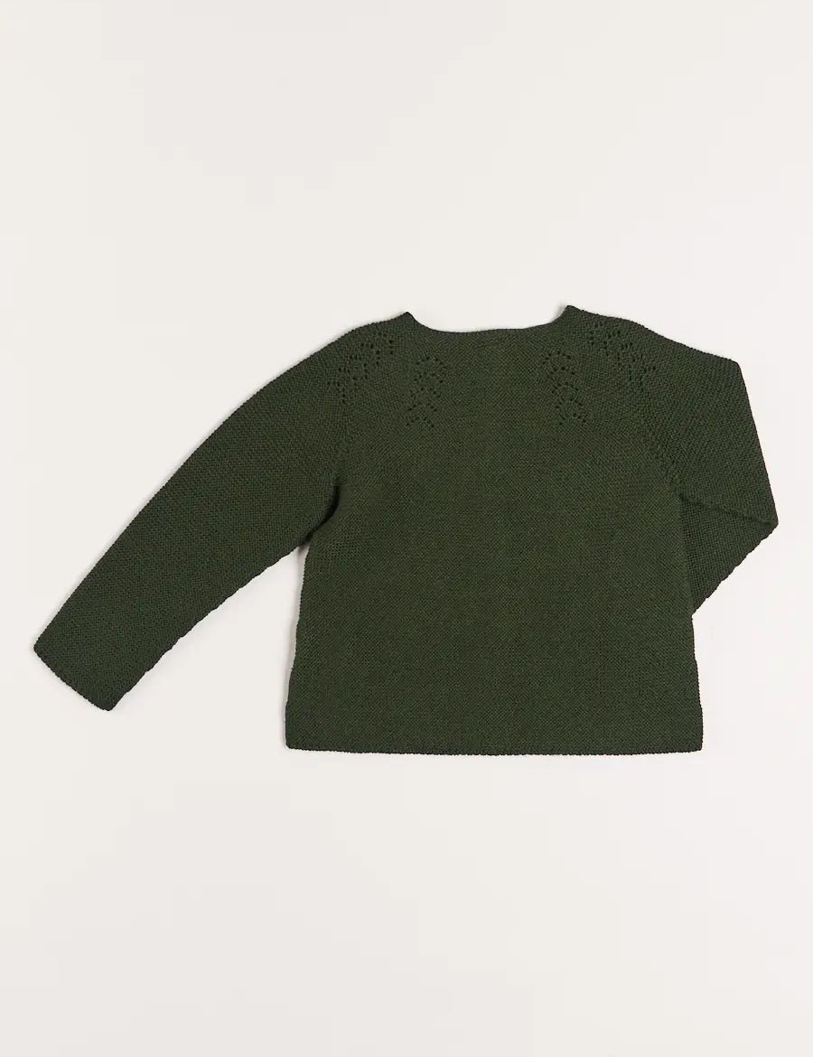 Openwork Wool Cardigan in Green (2-10yrs) Knitwear from Pepa London