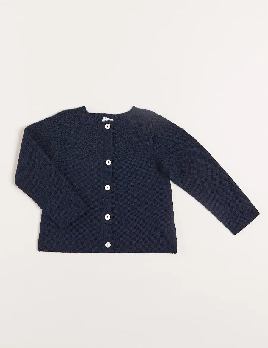 Openwork Cardigan in Navy (6mths-10yrs) Knitwear  from Pepa London