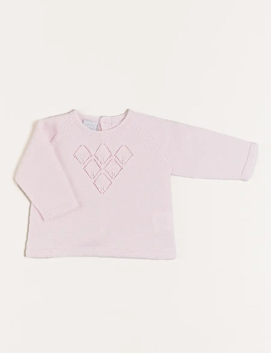 Openwork Detail Jumper in Pink (1-9mths) Knitwear  from Pepa London