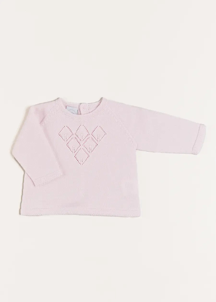 Openwork Detail Jumper in Pink (1-9mths) Knitwear  from Pepa London