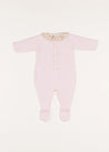 Ophelia Floral Ruffle Collar Knitted All-In-One in Pink (1-6mths) Baby One-Pieces  from Pepa London