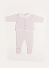 Dot Detail Lace Collar Knitted Set in Pink (1-6mths) Knitted Sets  from Pepa London