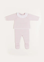 Dot Detail Lace Collar Knitted Set in Pink (1-6mths) Knitted Sets  from Pepa London