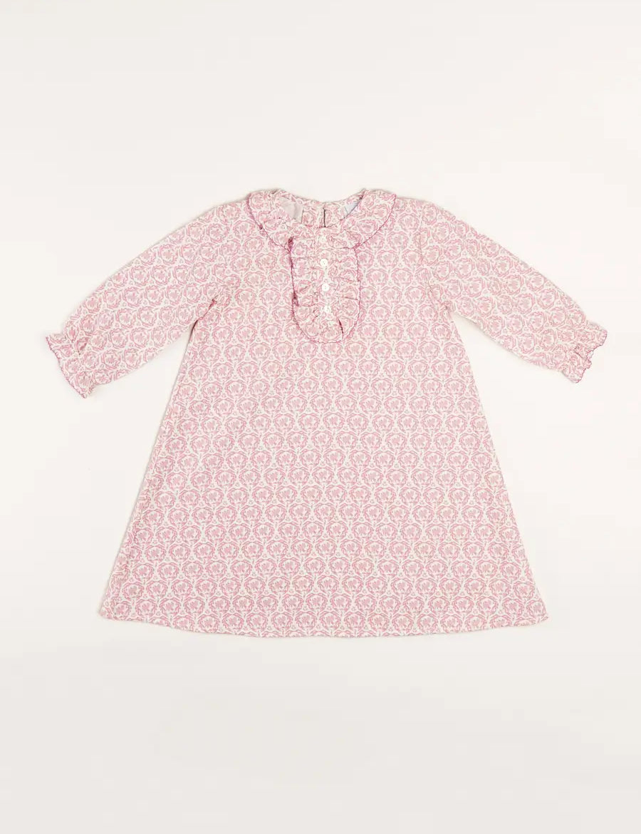 Laurel Floral Ruffle Detail Nightdress in Pink (18mths-10yrs) Nightwear  from Pepa London